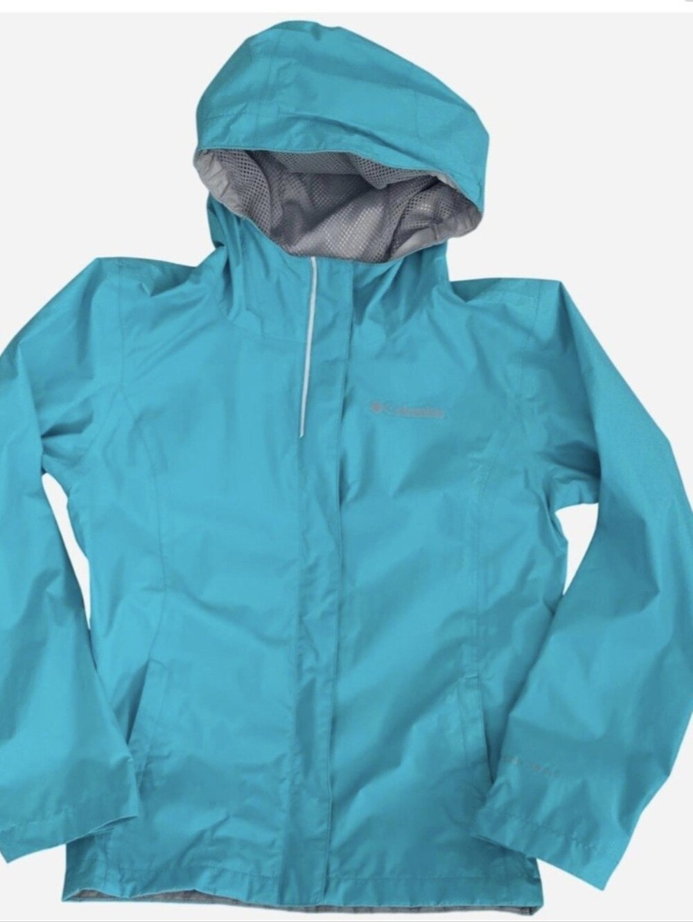 Columbia Kids M 10/12 Turquoise Hooded Waterproof Jacket